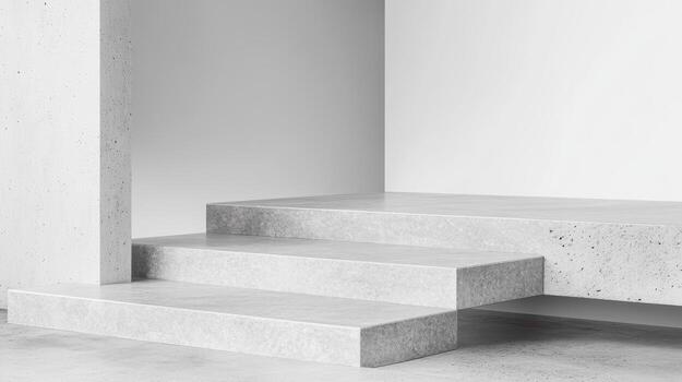 Modern concrete steps in minimalist architectural design at a gallery photo