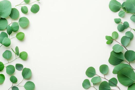 verde hojas arreglado en un artístico diseño en un llanura antecedentes foto