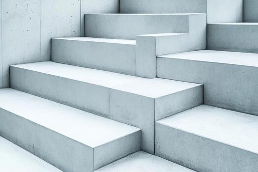 Modern concrete staircase design with clean lines and geometric shapes photo