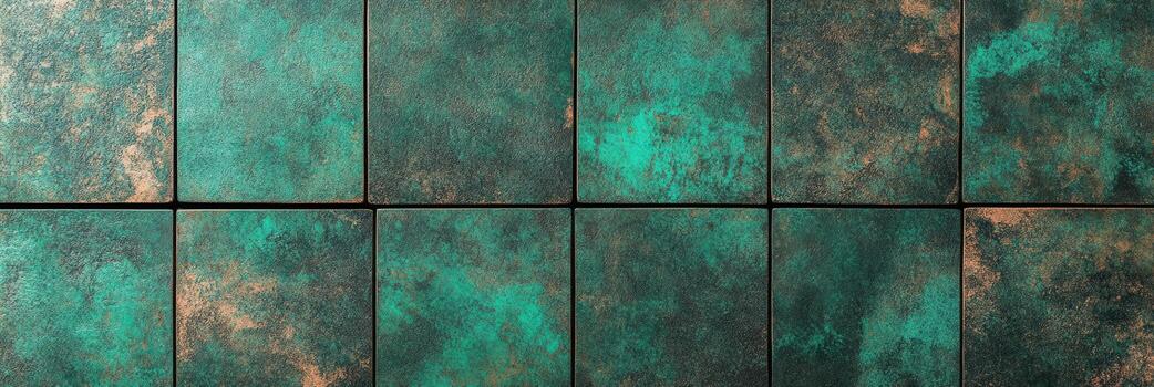 Attractive green and copper textured tiles arranged in a grid pattern photo