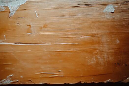 Wooden surface with textures and scratches seen in warm light photo