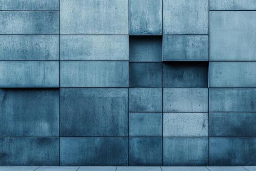 Unique abstract textured wall of concrete panels in urban setting photo