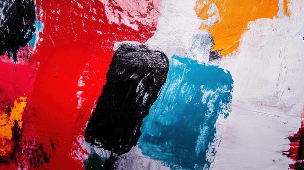 Vibrant abstract painting displaying bold colors and textures on canvas photo