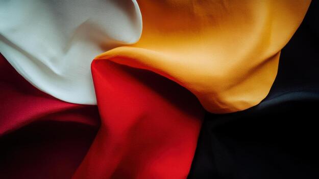 Colorful fabric pieces arranged in a striking pattern during a cultural event photo