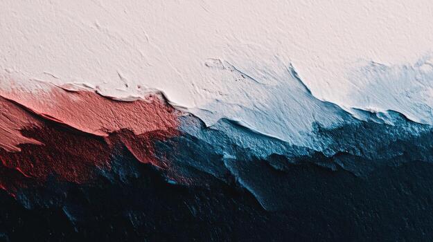 Creative abstract texture with red, white, and blue paint layers on canvas photo