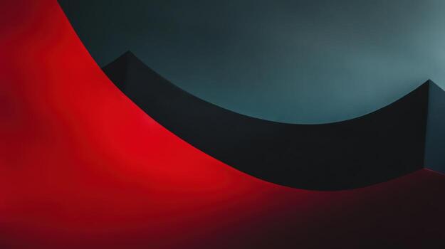 Bold red and black abstract shapes create a striking visual contrast photo