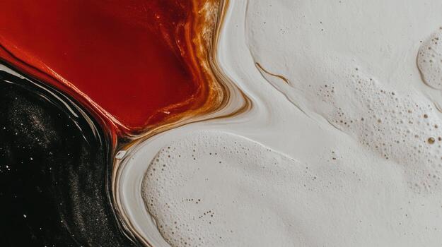 Swirling colors of a drink create abstract patterns in a glass photo