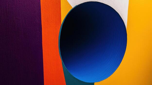 Colorful abstract wall art in a modern setting showcasing vibrant shapes photo