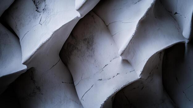 Textured white surface with folds and cracks creating a unique design photo
