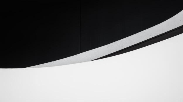Curved lines create contrast in minimalist art design with black and white hues photo