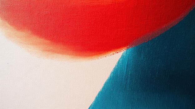 Abstract painting in bold colors displayed in an art gallery setting photo