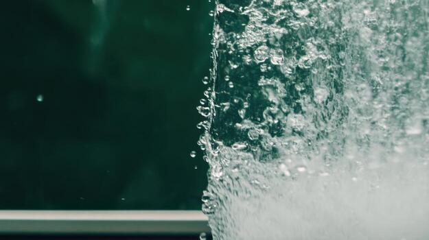 Close-up view of water bubbles rising in a clear environment photo