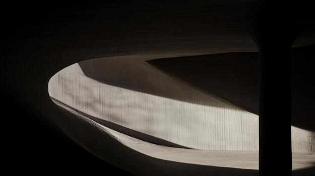 Curved concrete architecture with soft natural light in a modern setting photo