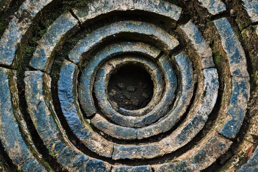 Spiral stone pattern creates a mesmerizing design in nature photo
