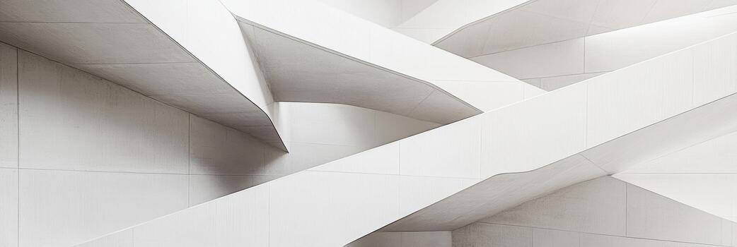 Striking modern architecture featuring abstract white staircases indoors photo