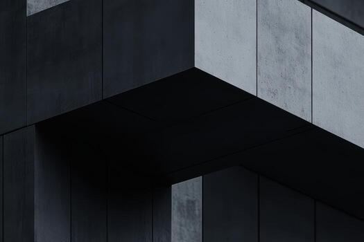Modern architectural design with bold geometric shapes and dark tones photo