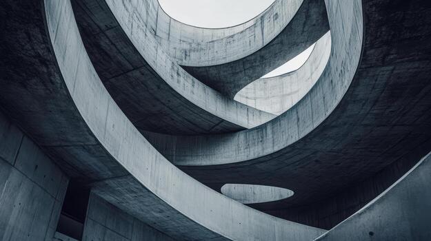 A concrete building with a circular design photo