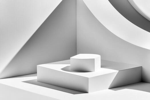 White geometric shapes create interesting shadows in a minimalist setting photo