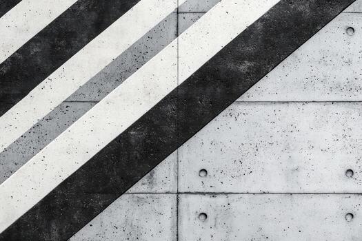 Abstract black and white striped concrete wall design with texture photo