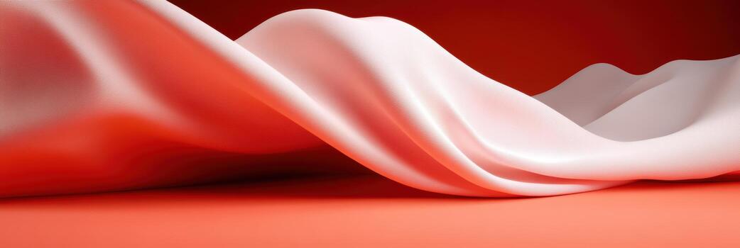 Soft white fabric draping elegantly over a red surface photo