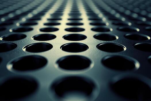 Close-up view of perforated metal surface with circular holes photo