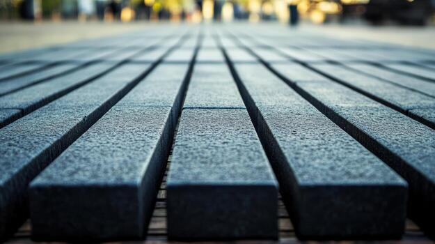 Detailed view of textured stone blocks arranged in a parallel manner outdoors photo