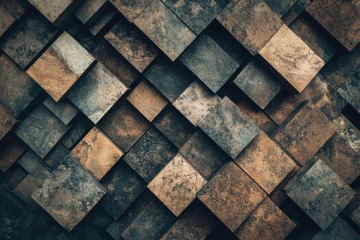 Unique textured surface featuring geometric patterns in earthy tones photo