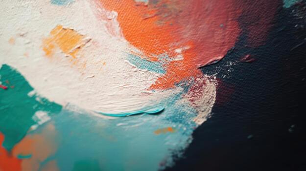 Colorful abstract painting with vibrant textures and tones on canvas photo
