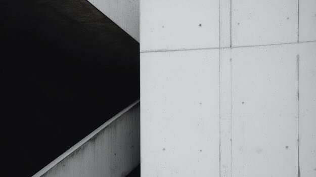 Concrete structure with contrasting shadows and geometric lines in urban setting photo