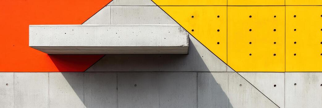 Modern architectural design featuring bold colors and shapes on a wall photo