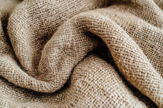 Textured fabric close-up showcasing natural fibers and weave patterns photo