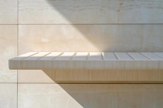 Beautiful minimalist ledge casting shadows on a smooth wall in natural light photo