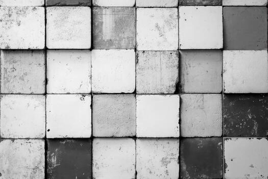 Textured mosaic of white and gray square tiles in urban setting photo