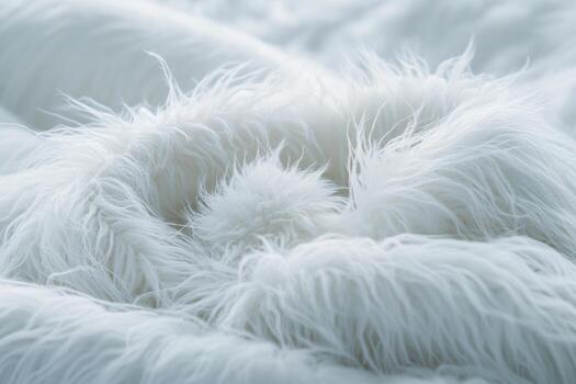 Fluffy white fabric in a soft circular pattern on a cozy blanket photo