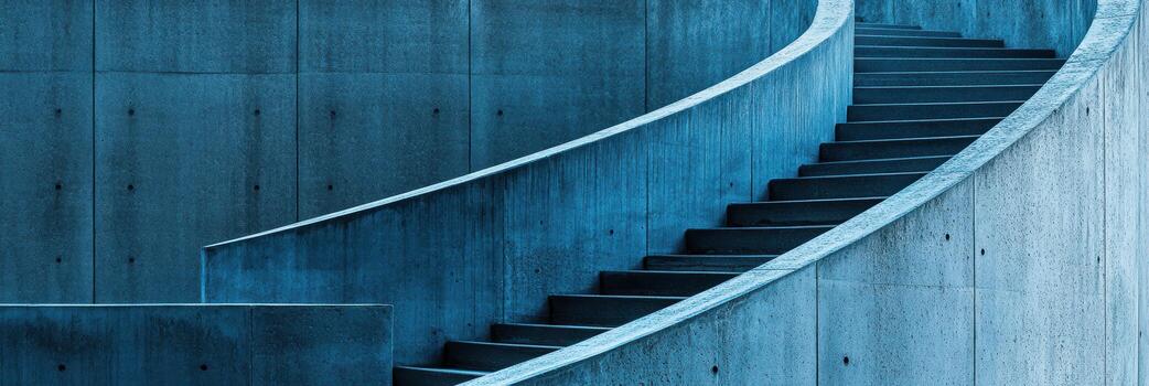 Curved concrete staircase in modern architectural design photo