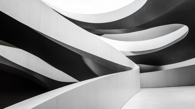 Modern architecture design featuring elegant curves in a monochrome setting photo