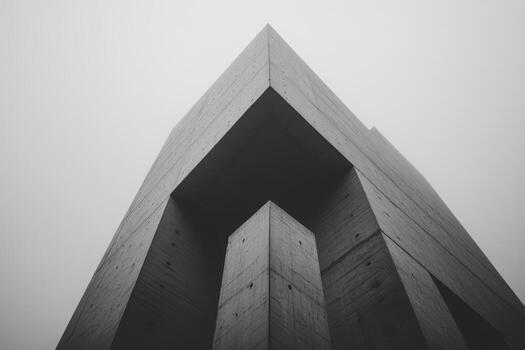 Modern architecture in fog creates a striking visual perspective photo