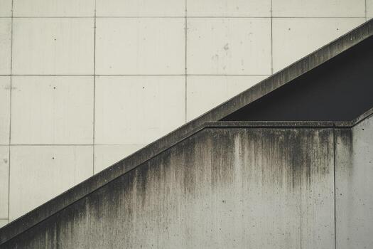 Modern concrete structure showing diagonal lines and textures in urban setting photo