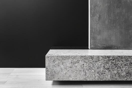 A stylish and contemporary stone structure rests on a smooth surface photo