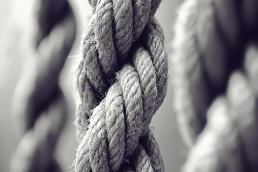 Rope textures and patterns in black and white close-up shot photo