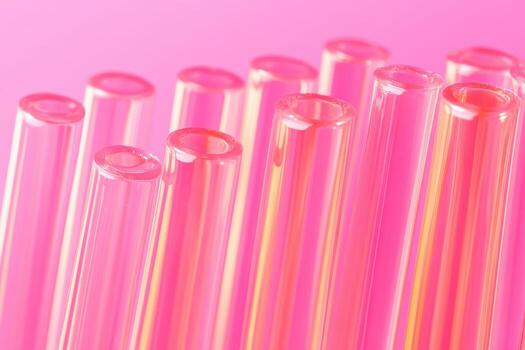 Bright pink drinking straws arranged in an artistic pattern on a surface photo