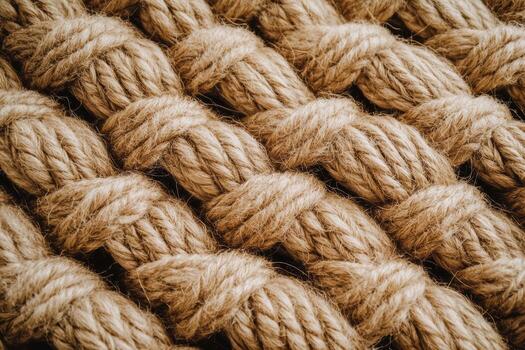 Rope made of natural fibers arranged in a tight weave pattern photo