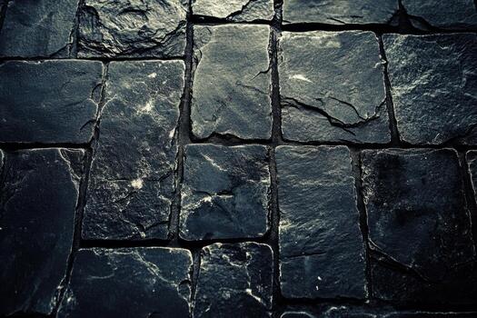 Dark stone pavement creating a textured surface in urban landscape photo