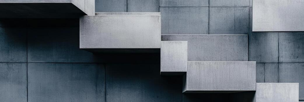 Modern concrete staircase design with geometric shapes and textures photo
