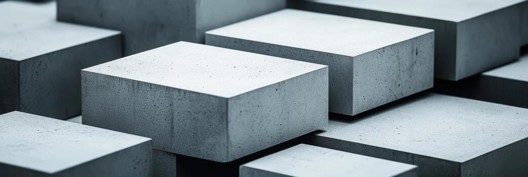 Concrete blocks stacked in an industrial setting during daylight photo