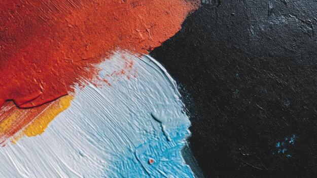 Colorful abstract painting with vibrant brush strokes on textured canvas photo