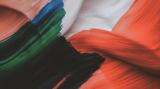 Colorful fabric waving with brushstrokes in dynamic patterns and textures photo