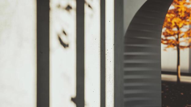 Shadows and light play around architectural shapes in a tranquil setting photo