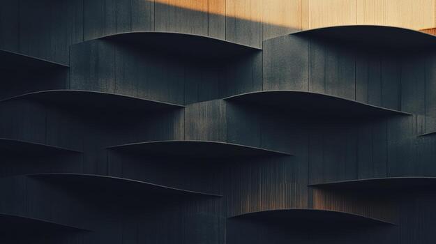 Unique architectural design with curved patterns and shadows in modern structure photo