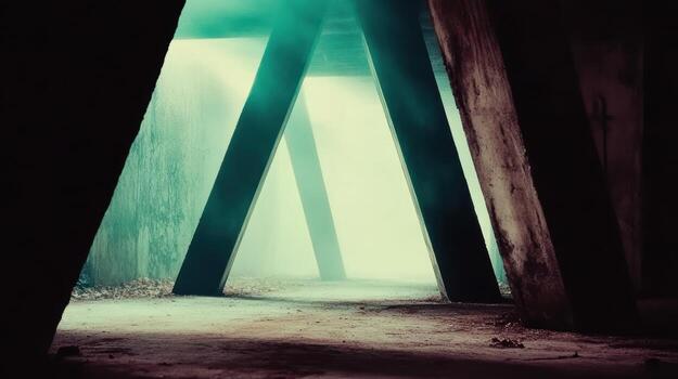 Mysterious underground passage with striking light and unique architecture photo